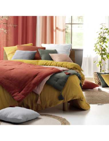 Parure de lit 3 pièces 240 x 220 cm Gaze de coton angélia rose