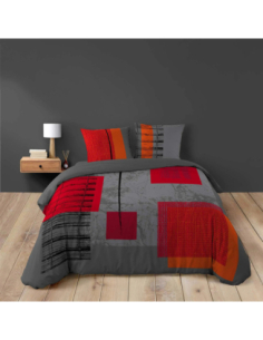 Parure de lit 3 pièces 240 x 220 cm Coton quadro