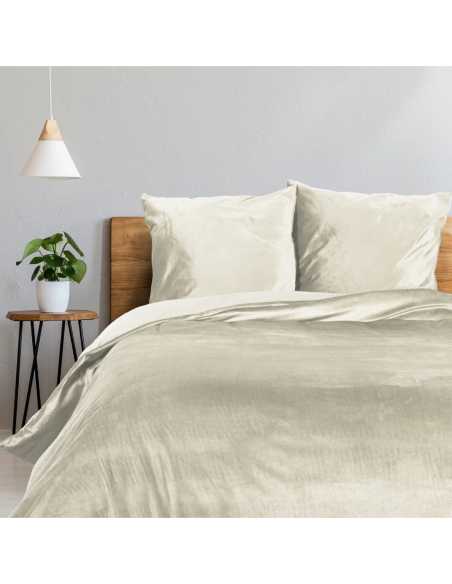 Parure de lit 3 pièces 240 x 220 cm Microfibre velours vélina ivoire