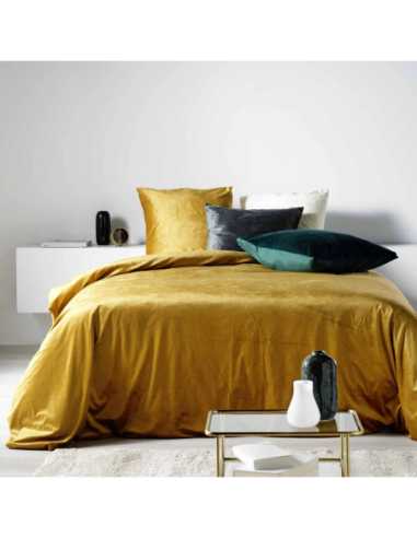 Parure de lit 3 pièces 240 x 220 cm Microfibre velours vélina ivoire