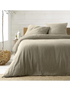 Parure de lit 3 pièces 260 x 240 cm Gaze de coton angélia sable