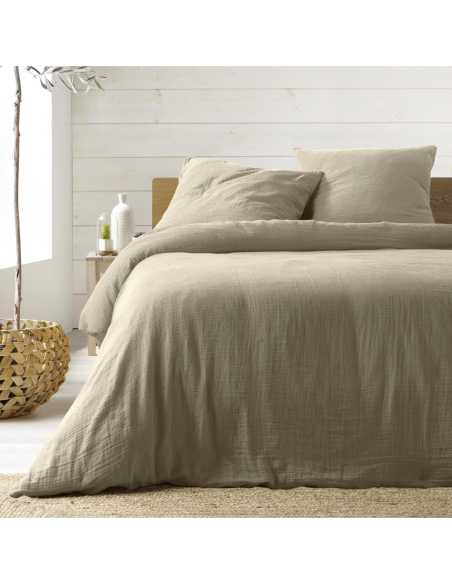 Parure de lit 3 pièces 260 x 240 cm Gaze de coton angélia sable