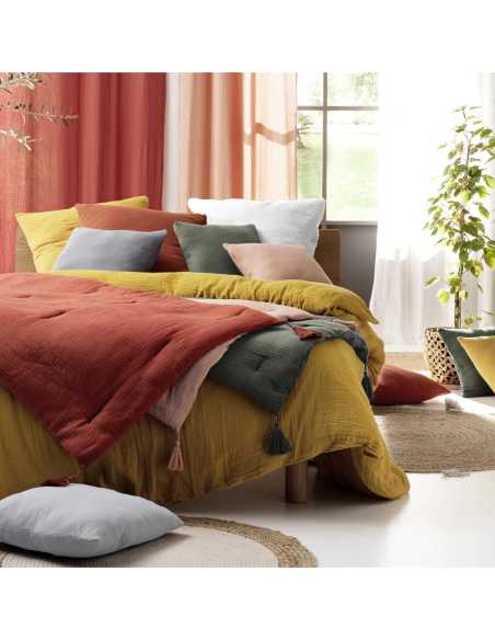 Parure de lit 3 pièces 260 x 240 cm Gaze de coton angélia gris