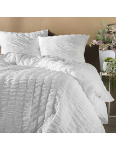 Parure de lit 3 pièces 240 x 220 cm Microfibre plissée plissia blanc 2