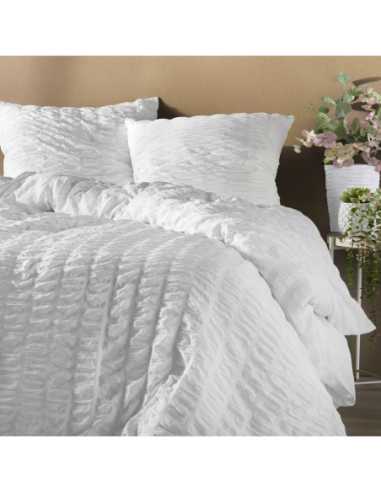 Parure de lit 3 pièces 240 x 220 cm Microfibre plissée plissia blanc