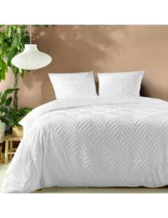 Parure de lit 3 pièces 240 x 220 cm Microfibre tuftée heltie blanc