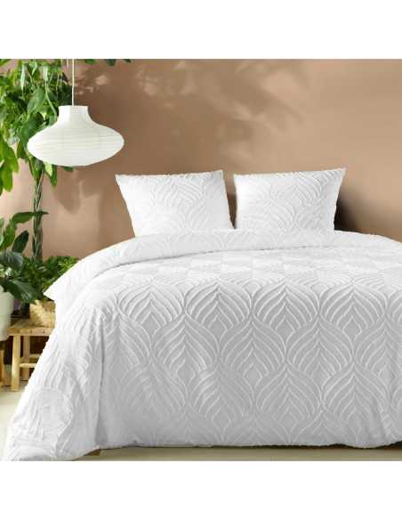 Parure de lit 3 pièces 240 x 220 cm Microfibre tuftée heltie blanc