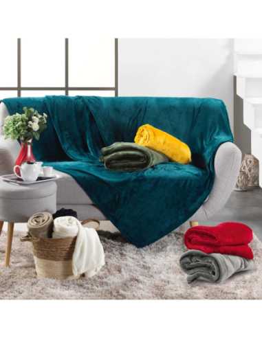 Plaid flanelle 125 x 150 cm Flanou jaune