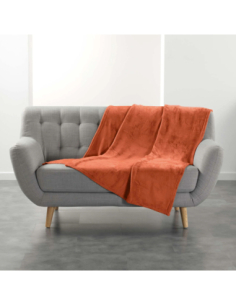 Plaid flanelle 125 x 150 cm Flanou terracotta