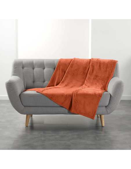 Plaid flanelle 125 x 150 cm Flanou terracotta