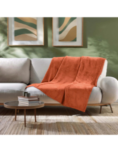 Plaid flanelle 125 x 150 cm Flanou terracotta 2
