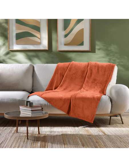 Plaid flanelle 125 x 150 cm Flanou terracotta