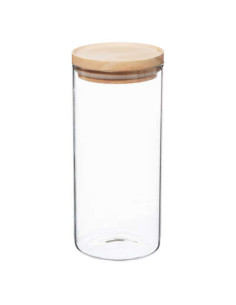 Bocal verre et bois 1,3 litres hermétique