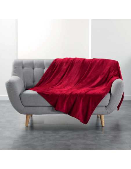 Plaid flanelle 180 x 220 cm Flanou carmin
