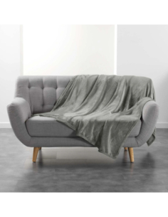 Plaid flanelle 180 x 220 cm Flanou gris