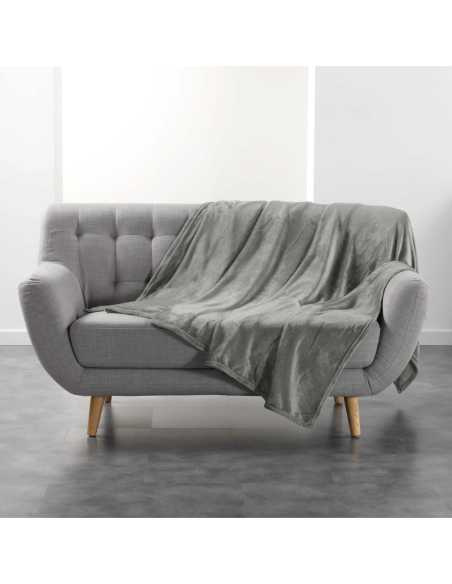 Plaid flanelle 180 x 220 cm Flanou gris