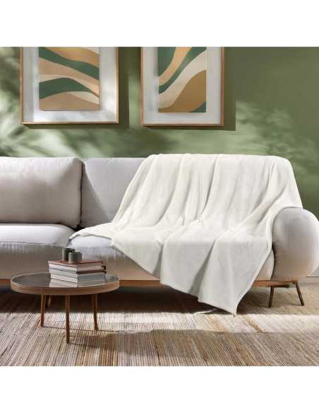 Plaid flanelle 180 x 220 cm Flanou naturel