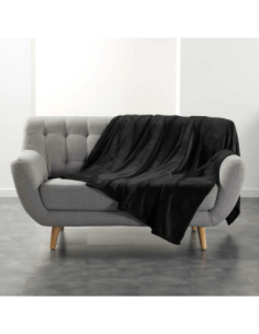 Plaid flanelle 180 x 220 cm Flanou noir