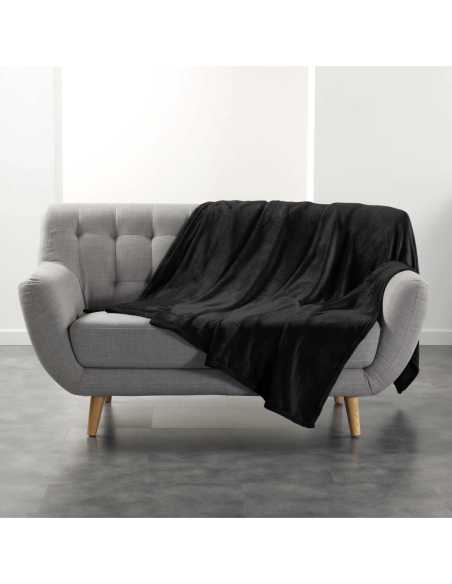 Plaid flanelle 180 x 220 cm Flanou noir