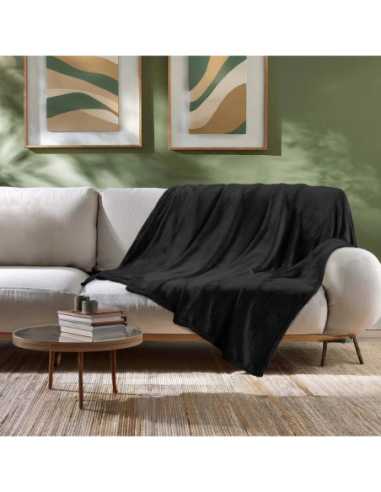 Plaid flanelle 180 x 220 cm Flanou noir