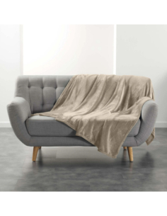 Plaid flanelle 180 x 220 cm Flanou taupe