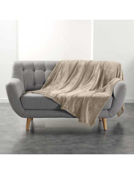 Plaid flanelle 180 x 220 cm Flanou taupe