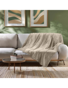 Plaid flanelle 180 x 220 cm Flanou taupe 2