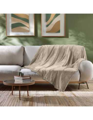 Plaid flanelle 180 x 220 cm Flanou taupe