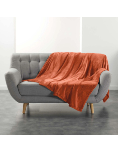Plaid flanelle 180 x 220 cm Flanou terracotta