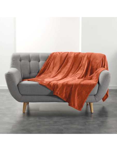 Plaid flanelle 180 x 220 cm Flanou terracotta