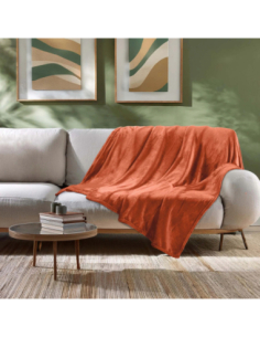 Plaid flanelle 180 x 220 cm Flanou terracotta 2