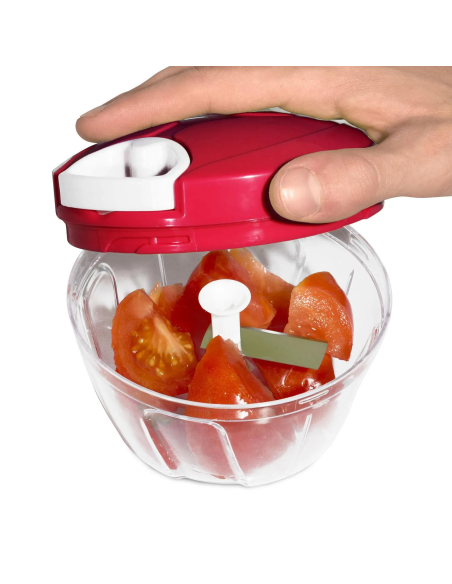 Hachoir manuel à ficelle 3 lames 450 ml – Coupe rapide légumes, fruits, herbes – Coloris aléatoire