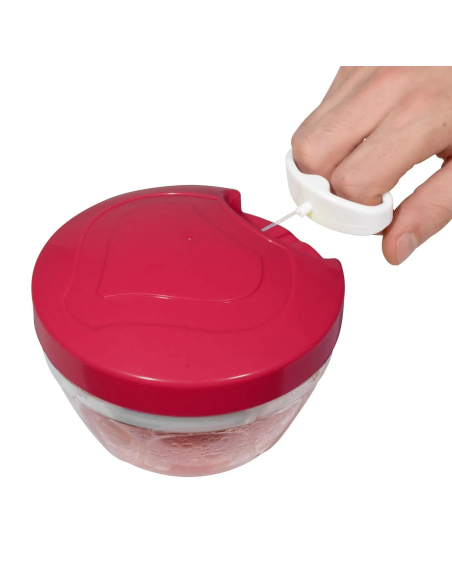 Hachoir manuel à ficelle 3 lames 450 ml – Coupe rapide légumes, fruits, herbes – Coloris aléatoire