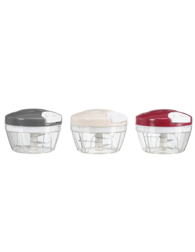 Hachoir manuel à ficelle 3 lames 450 ml – Coupe rapide légumes, fruits, herbes – Coloris aléatoire