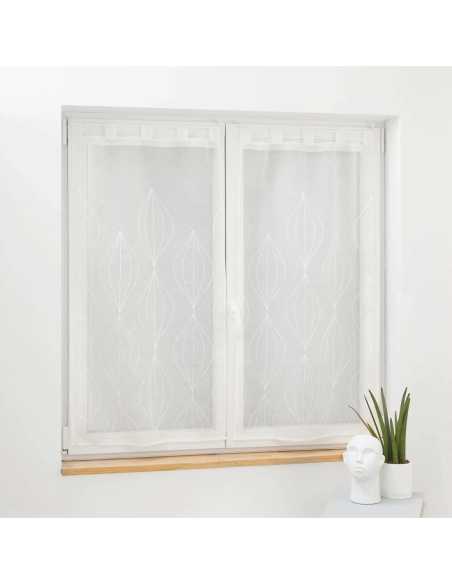 Paire de voilages à passants 2 x 60 x 90 cm Galactée blanc