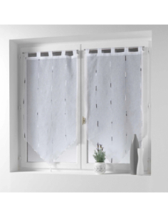 Paire de voilages à passants 2 x 60 x 90 cm Chenilla gris 2