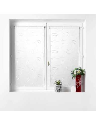 Paire de voilages droite passe-tringle 2 x 60 x 120 cm Hoops blanc