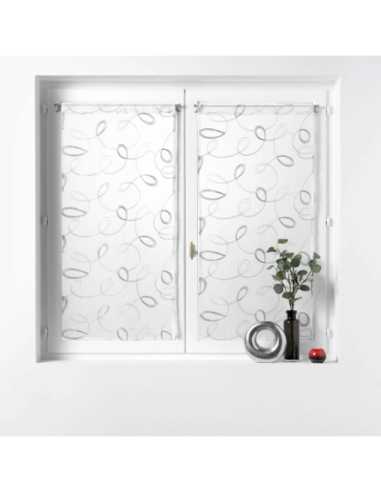 Paire de voilages droite passe-tringle 2 x 60 x 120 cm Hoops gris