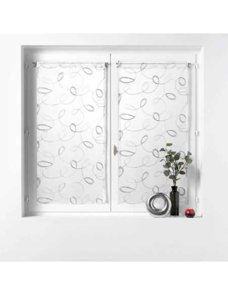 Paire de voilages droite passe-tringle 2 x 60 x 120 cm Hoops gris