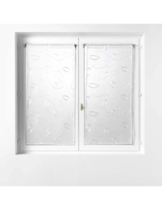 Paire de voilages droite passe-tringle 2 x 60 x 90 cm Hoops blanc