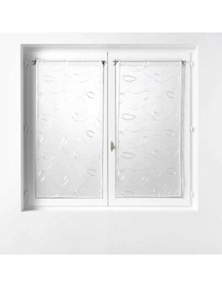 Paire de voilages droite passe-tringle 2 x 60 x 90 cm Hoops blanc