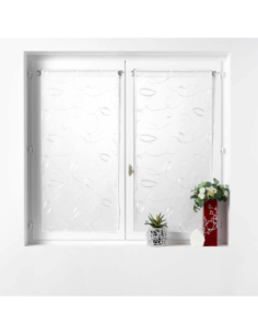 Paire de voilages droite passe-tringle 2 x 60 x 90 cm Hoops blanc 2