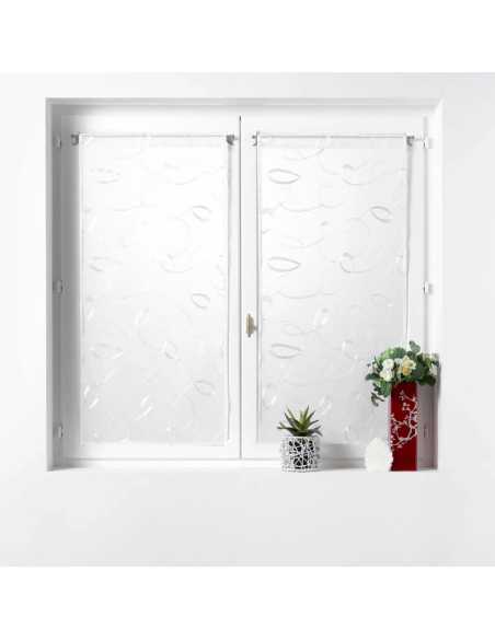 Paire de voilages droite passe-tringle 2 x 60 x 90 cm Hoops blanc