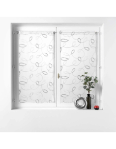 Paire de voilages droite passe-tringle 2 x 60 x 90 cm Hoops gris 2
