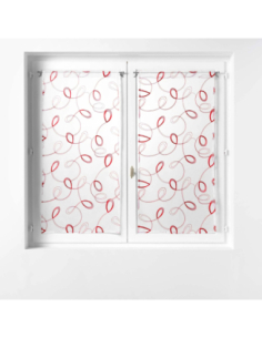 Paire de voilages droite passe-tringle 2 x 60 x 90 cm Hoops rouge