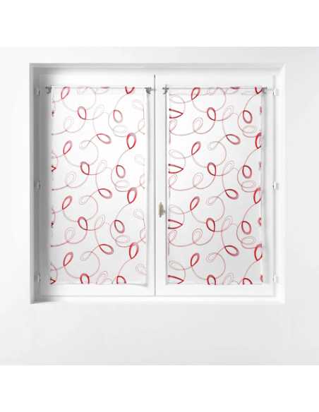 Paire de voilages droite passe-tringle 2 x 60 x 90 cm Hoops rouge