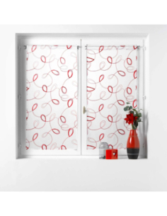 Paire de voilages droite passe-tringle 2 x 60 x 90 cm Hoops rouge 2