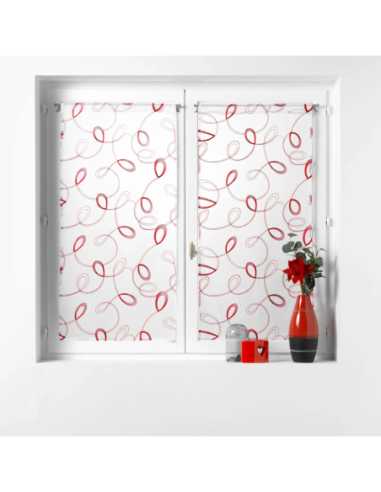 Paire de voilages droite passe-tringle 2 x 60 x 90 cm Hoops rouge