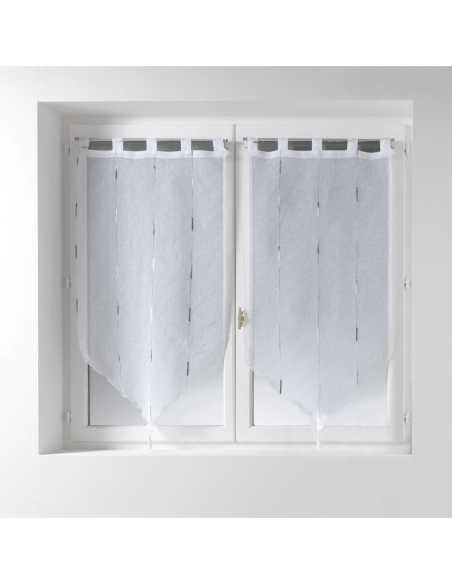 Paire de voilages pompon à passants 2 x 45 x 90 cm Chenilla gris