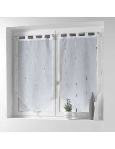 Paire de voilages pompon à passants 2 x 45 x 90 cm Chenilla gris